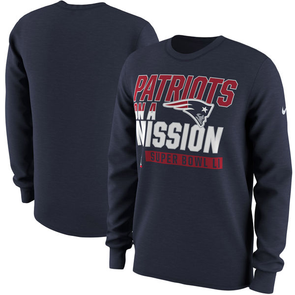 New England Patriots Nike Super Bowl LI Bound On a Mission Long Sleeve T-Shirt - Navy